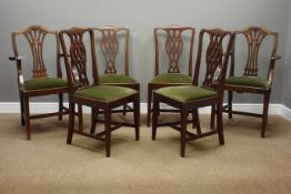 Pair mahogany Hepplewhite style carver armchairs and set four mahogany Georgian style dining chairs,