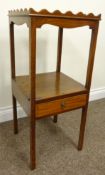 George III mahogany washstand with later removable top, with single drawer, 37cm x 37cm,