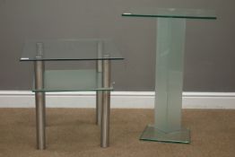 Contemporary two tier and polished metal occasional table (57cm x 55cm, H54cm),