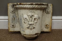 19th century white painted cast iron hopper head with fleur-de-lys decoration,