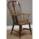 19th century Windsor chair, stick and pierced splat back,