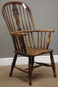 19th century Windsor chair, stick and pierced splat back,