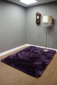 Chromed metal Standard lamp, President Vienna style 31 day Wall clock & a purple plush rug,