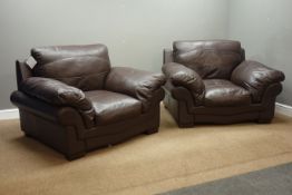 Three seat sofa (W220cm), and pair matching armchairs (W124cm),