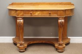 Victorian satin walnut washstand, shaped front with single frieze drawer,