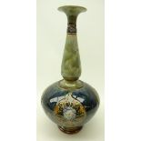 Early 20th century Royal Doulton stoneware vase, bulbous body with trumpet shaped neck,