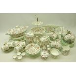 Minton 'Haddon Hall' dinner, coffee and tea ware comprising teapot, eighteen cups & saucers,