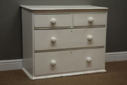 Painted pine chest, two short and two long drawers, W90cm, H74cm,