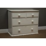 Painted pine chest, two short and two long drawers, W90cm, H74cm,