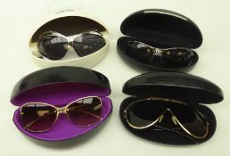 Four pairs of designer sunglasses; Gucci, John Richmond and two pairs of Jean Paul Gaultier,