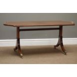 Reproduction mahogany coffee table with satinwood crossbanded top,