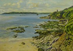 'Plymouth Sound & Breakwater from Bovisand', oil on canvas signed,