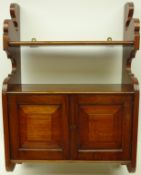 Edwardian walnut wall hanging cupboard, two fielded panel doors enclosing single drawer,