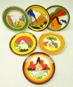 Set of six Wedgwood limited edition Clarice Cliff style plates 'In the Bizzare World',