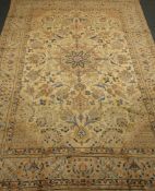 Persian Najaf Abad ivory ground rug carpet, overall floral design with large medallion,