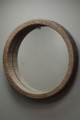 Circular rattan framed wall mirror, D78cm Condition Report <a href='//www.
