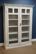 20th century rustic painted and waxed kitchen livery cupboard,