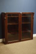 Victorian mahogany bookcase top, two large glazed doors enclosing three shelves,