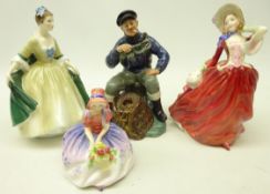 Four Royal Doulton figures; 'The Lobster Man', 'Elegance',