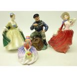 Four Royal Doulton figures; 'The Lobster Man', 'Elegance',