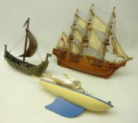 Scratch built model of an 18th century British ship, Copenhagen 'Iron Art' model of a Viking Ship,