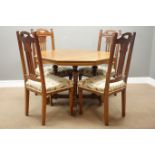 Arts & Crafts period octagonal dining table on four turned pillar supports (D122cm, H73cm),