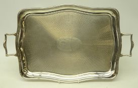James Dixon & Son engine turned twin handled tray,