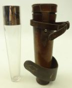 Early 20th century Swaine & Adeney Ltd of London silver & clear glass saddle flask in leather case