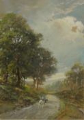 Riding Along a Country Path, watercolour signed by William Ashton (British 1853-1927), 35cm x 24cm,