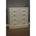 Painted pine chest fitted with two short and three long drawers, plinth base, W97cm, H97cm,