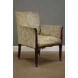 Edwardian mahogany framed armchair, upholstered sprung seat,