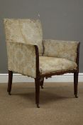 Edwardian mahogany framed armchair, upholstered sprung seat,