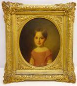 Portrait of a Girl, 19th/early 20th century oval oil on canvas unsigned 21.5cm x 18.