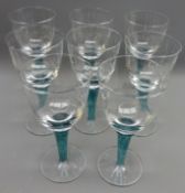 Matched set for eight Denby 'Regency' wine glasses with mottled glass stems (8) Condition