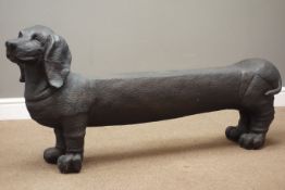 Large Dachshund bronzed composite bench,
