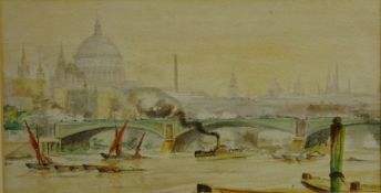 'The Port of London', 19th/20th century watercolour signed P.