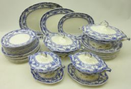 Myott's 'Lucerne' pattern blue and white part dinnerware comprising, ten dinner plates,