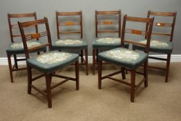 Set six Georgian style dining chairs, acanthus carved reeded uprights,