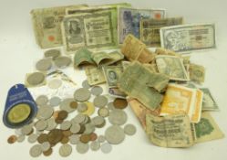 Collection of British and World coins and banknotes including;