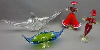 Pair mid 20th century Murano flamenco dancers each having flecked decoration, H33cm,