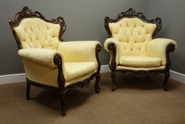 Italian style ornate carved beech framed three seat sofa (W204cm, H105cm, D85cm),