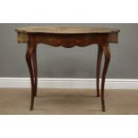19th/20th century Kingwood side table, shaped top inlaid with scrolls and foliage,