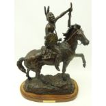 Bronze sculpture after Remington, titled 'Victory Cry' by C.R.