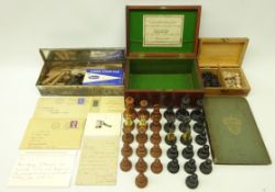 Jacques Staunton pattern box wood and ebony chess set with weighted bases,