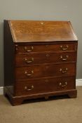 Late 18th century oak fall front bureau, interior fitted with pigeon holes and drawers,
