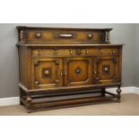 Early 20th century oak sideboard, raised back with barley twist supports,