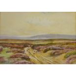 Along a Moorland Country Path, three watercolours signed by John Wynn Williams (British fl.