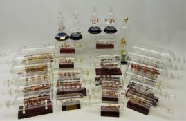 Large collection of glass ships in bottles including; the mayflower glass collection 'Cutty Sark',