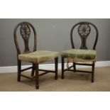 Pair early 20th century Hepplewhite style carved side chairs,