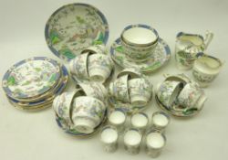 Crown Staffordshire Chinoiserie pattern part tea and dinner ware comprising, three shallow bowls,